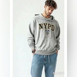 XXL VTG 2002 NYPD Heather Grey Hoodie - Rare Post-9/11 Era Memorabilia